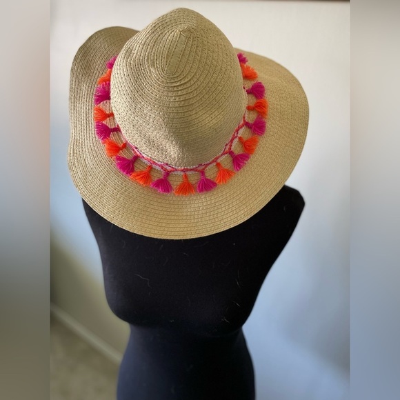 Cute Boho Straw Beach Hat, Floppy Brim Hat with Gold Sparkle - Picture 1 of 6